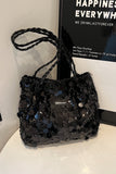 Sequin Braided Strap Shoulder Bag