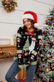 Contrast Christmas Pattern Round Neck Sweater