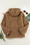 Drawstring Fleece Zip Up Hooded Jacket