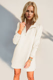 Double Take Textured Quarter Zip Long Sleeve Dress