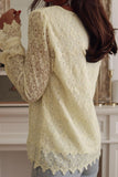 Lace Detail V-Neck Long Sleeve Blouse