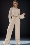 Round Neck Long Sleeve Top and Pants Set