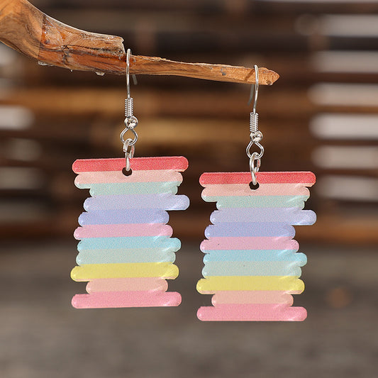 Acrylic Rainbow Dangle Earrings