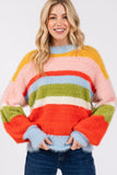 SAGE + FIG Color Block Round Neck Dropped Shoulder Sweater