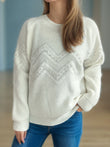 Pearl Trim Round Neck Raglan Sleeve Sweater