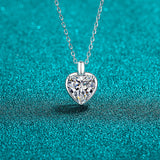 2 Carat Moissanite 925 Sterling Silver Heart Shape Necklace