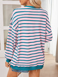 Lovelet Striped Contrast Long Sleeve Sweatshirt