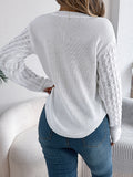 Asymmetric Hem Round Neck Long Sleeve Sweater