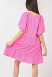 VERY J Texture V-Neck Ruffled Tiered Dress