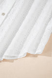 Embroidered Eyelet Collared Neck Long Sleeve Shirt