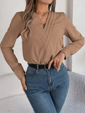 V-Neck Long Sleeve Blouse