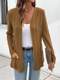 Pocketed Open Front Long Sleeve Cardigan