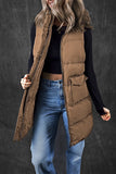 Pocketed Zip Up Vest Coat