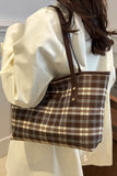 Plaid PU Leather Tote Bag