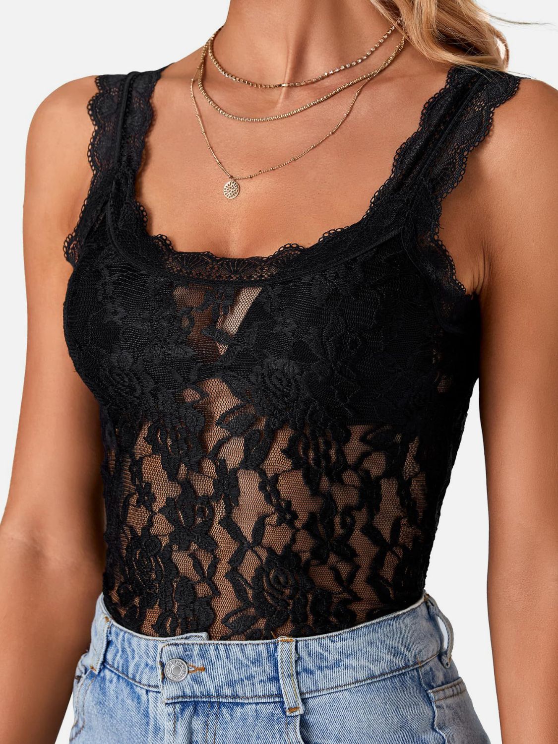 Lace Scoop Neck Tank