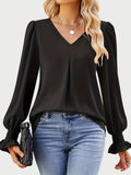 V-Neck Flounce Sleeve Top