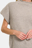 Zenana Short Sleeve Mock Neck Sweater