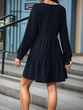 V-Neck Long Sleeve Mini Dress