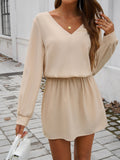 Cutout V-Neck Long Sleeve Mini Dress