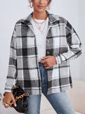 Plaid Collared Neck Button Down Jacket