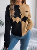 Contrast Round Neck Long Sleeve Sweater