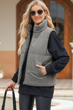 Pocketed Zip Up Turtleneck Vest Coat