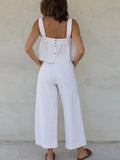 Square Neck Wide Strap Top and Pants Set