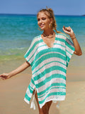 Tassel Openwork Striped V-Neck Cover Up