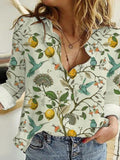 Printed Collared Neck Long Sleeve Shirt