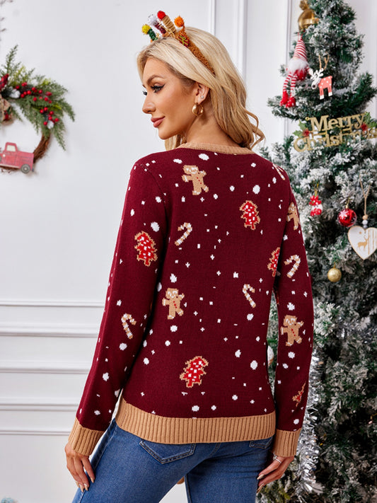 Gingerbread Round Neck Long Sleeve Sweater