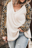 Plus Size Leopard V-Neck Raglan Sleeve Blouse