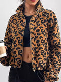 Leopard Zip Up Long Sleeve Jacket