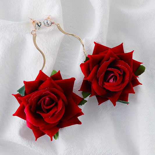 Alloy Rose Dangle Earrings