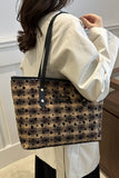 Heart Plaid PU Leather Strap Tote Bag