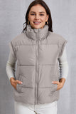 Zip Up Turtleneck Pocketed Vest Coat