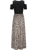 Leopard Round Neck Cold Shoulder Dress