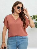 V-Neck Short Sleeve Blouse