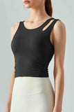 Ribbed Round Neck Sports Tank Top