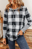 Plaid Drawstring Long Sleeve Hoodie