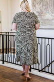 Plus Size Leopard Print Ruffled Midi Dress