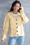 Button Up V-Neck Drop Shoulder Long Sleeve Cardigan