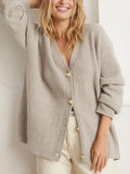 Full Size V-Neck Rib-Knit Cardigan