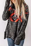 Geometric Long Sleeve Drawstring Hoodie