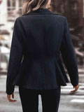 Buttoned Lapel Collar Long Sleeve Blazer