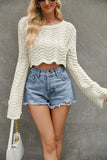 Round Neck Long Sleeve Cropped Sweater