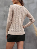 Openwork Round Neck Long Sleeve Sweater