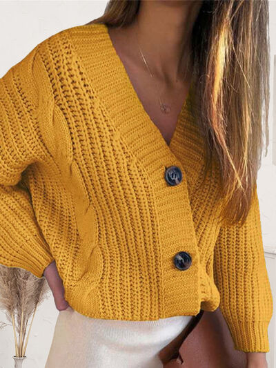 Button Up Dropped Shoulder Cardigan