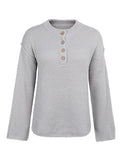 Quarter Button Dropped Shoulder Sweater