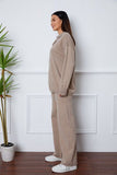 Dropped Shoulder Sweater and Long Pants Set