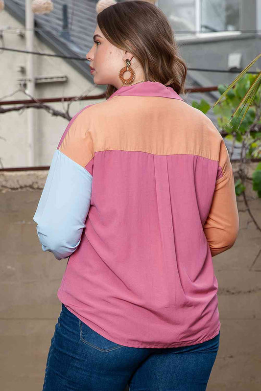 Plus Size Color Block Shirt